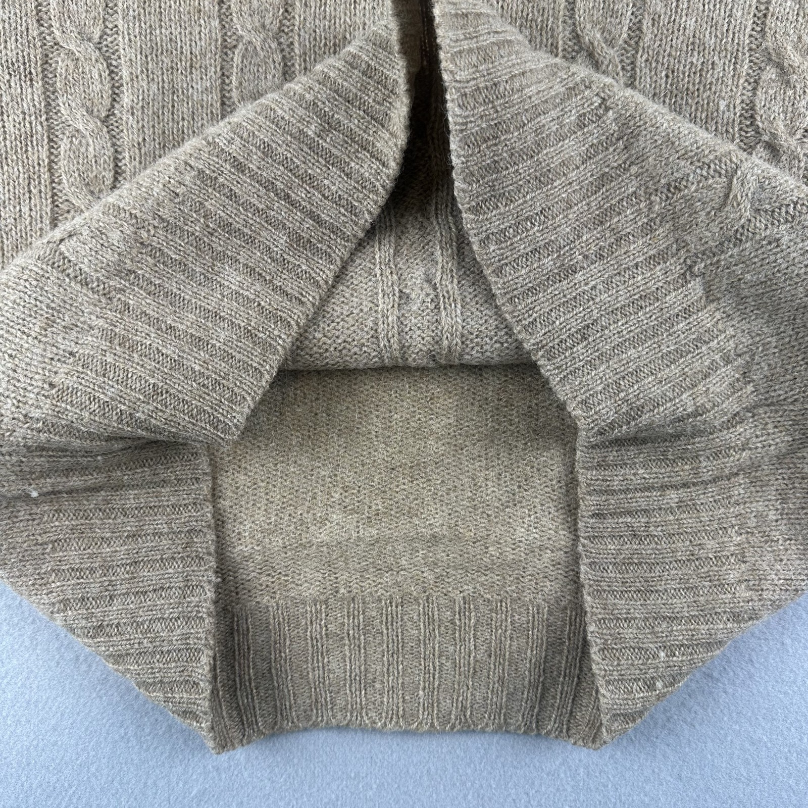 ZCMI Vintage 70s Beige Pure New Wool Sweater Size Large Made in British Crown HK