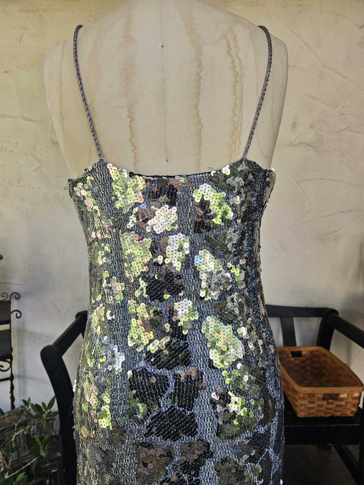 Vintage 90s Silver Metallic Sequin Cocktail Party Dress Size 10 Medium Tank…