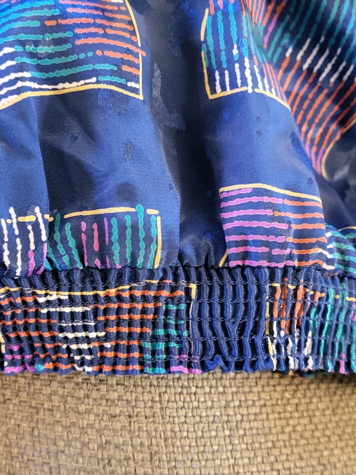 Da Rue Of California Vintage Blue Polyester Geometric Design Blouse Large