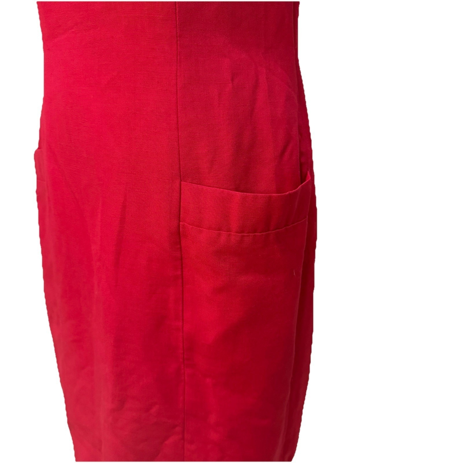 Vintage Kathryn Conover Sz 1 Red Apron Front Dress Strappy Back Pocket Cocktail