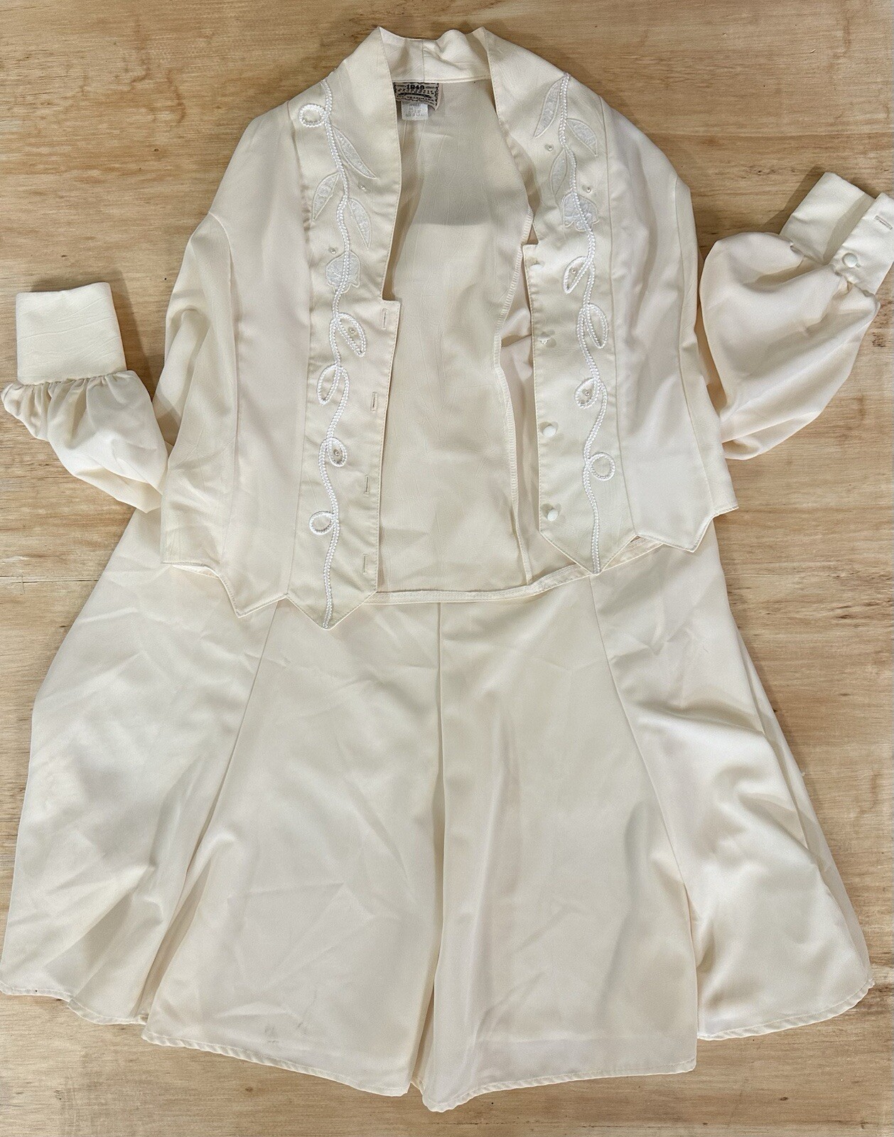 1849 Authentic Ranchwear Vintage Cream Lace Blazer And Skirt Set Size LG w/ Slip
