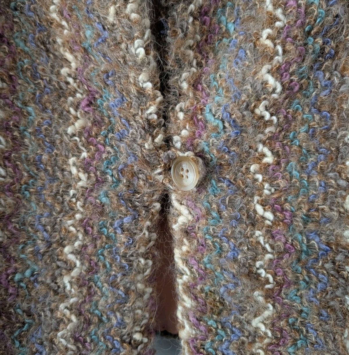 Vintage 80s Donnkenny Textured Bouclé Blazer Sz 14 Tan Striped Jacket Lambswool