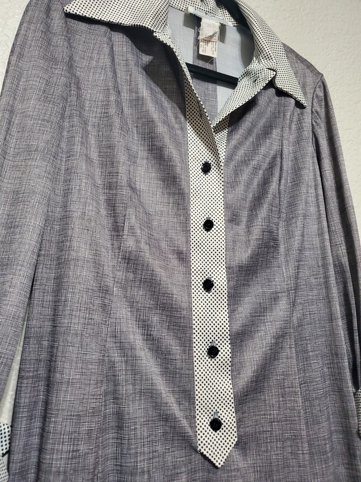 VTG 50’s Fred Rothschild Gray Heathered Collared Dress Button Up Women’s Large