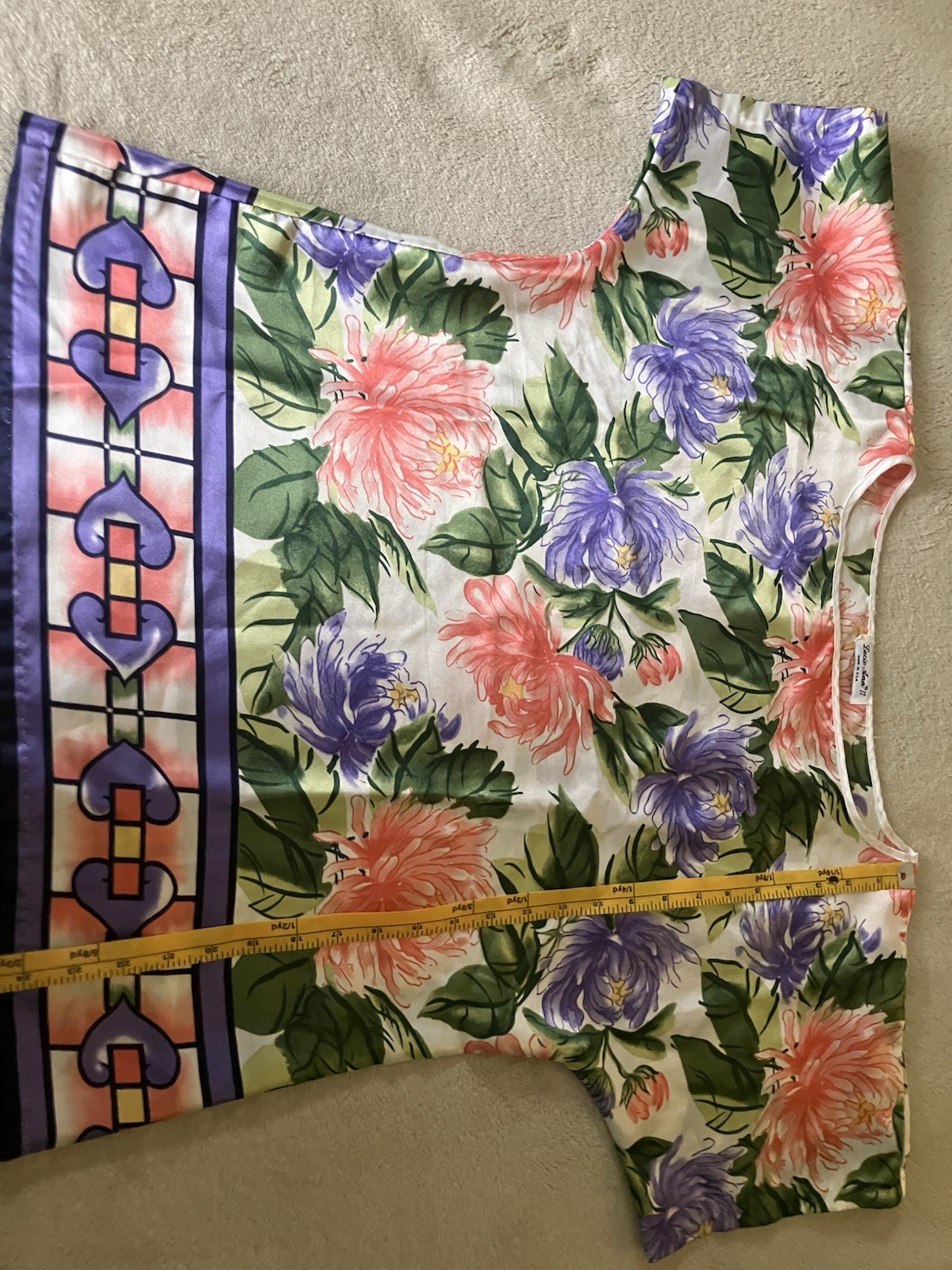 Vtg Lucie Ann II Women’s M Pajama Set Top Pants Satin Floral SS USA Granny Core