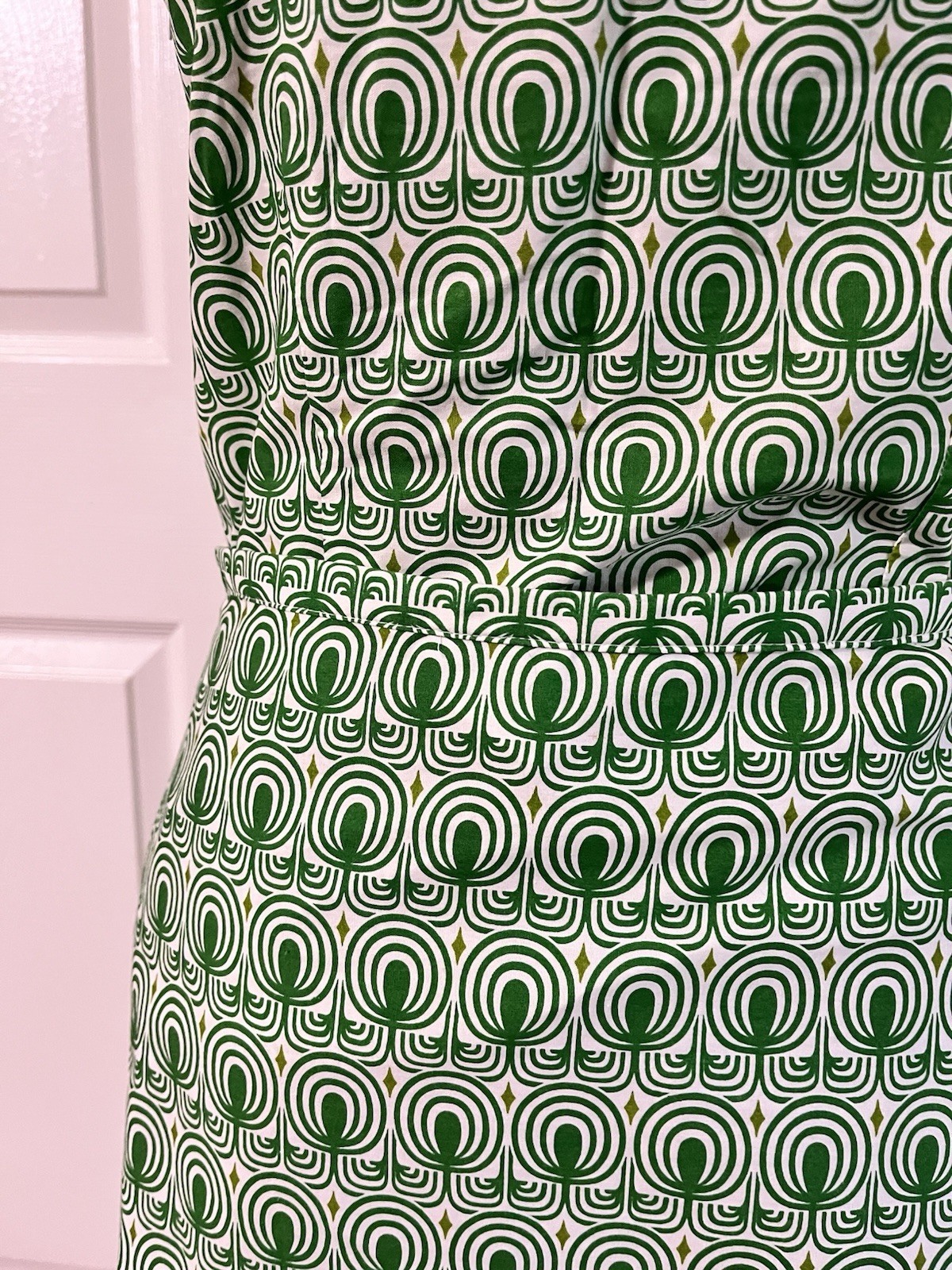 Vintage CH. IND. Green Top & Skirt Set, Cotton, Made In France, Size 36