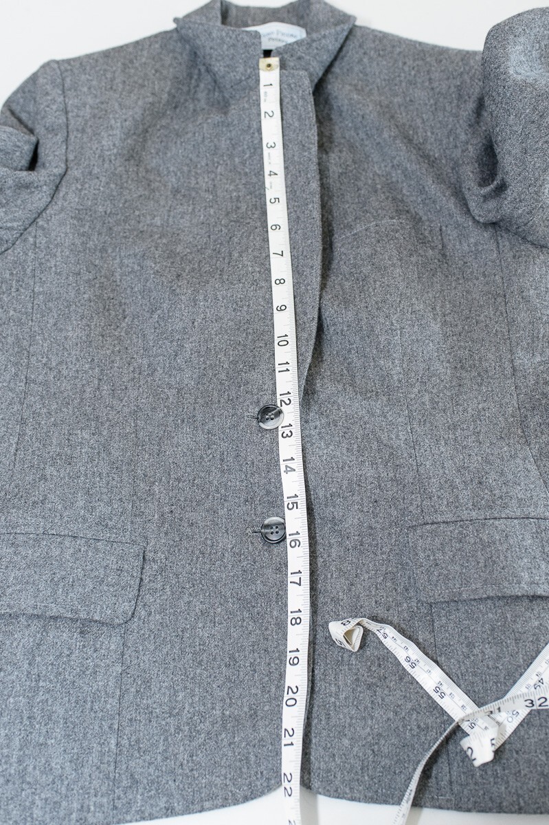 Evan Picone Blazer Jacket 12 Union Made 80s Petite Pure Wool Gray 12 preppy