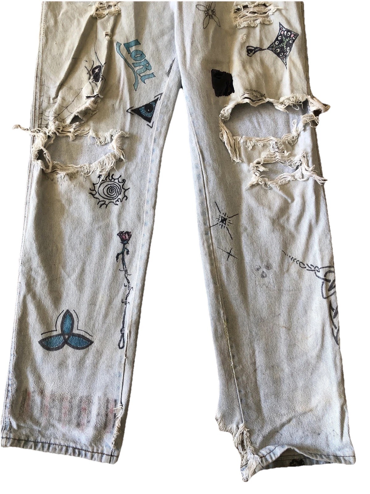 VTG Women’s H.I.S. Jeans DIY Patches Hippie BoHo Retro Destroyed 32/32 USA Made