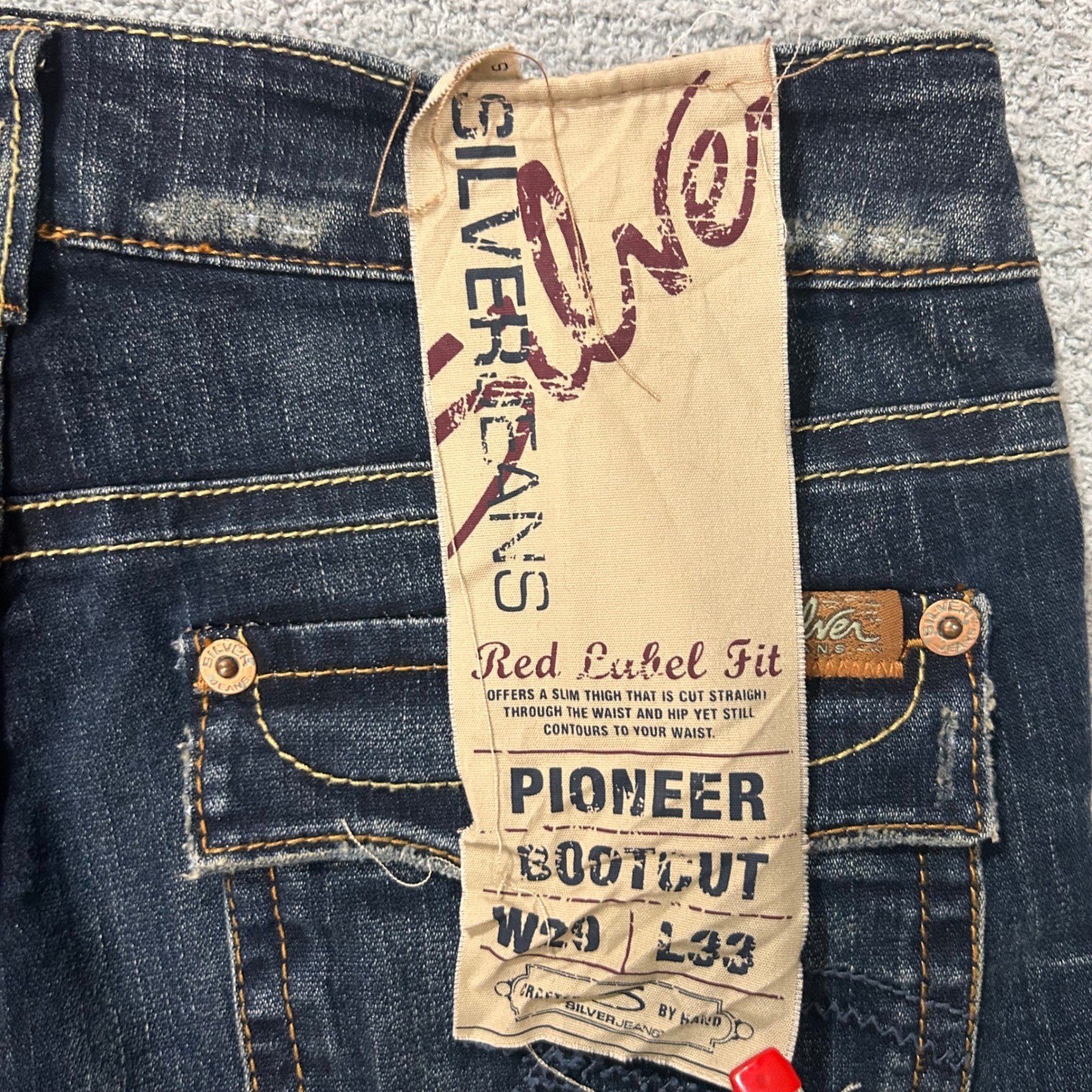 Silver Jeans Pioneer Ultra Low Rise 29×33 Indigo Deadstock Y2K VTG Boot McBling