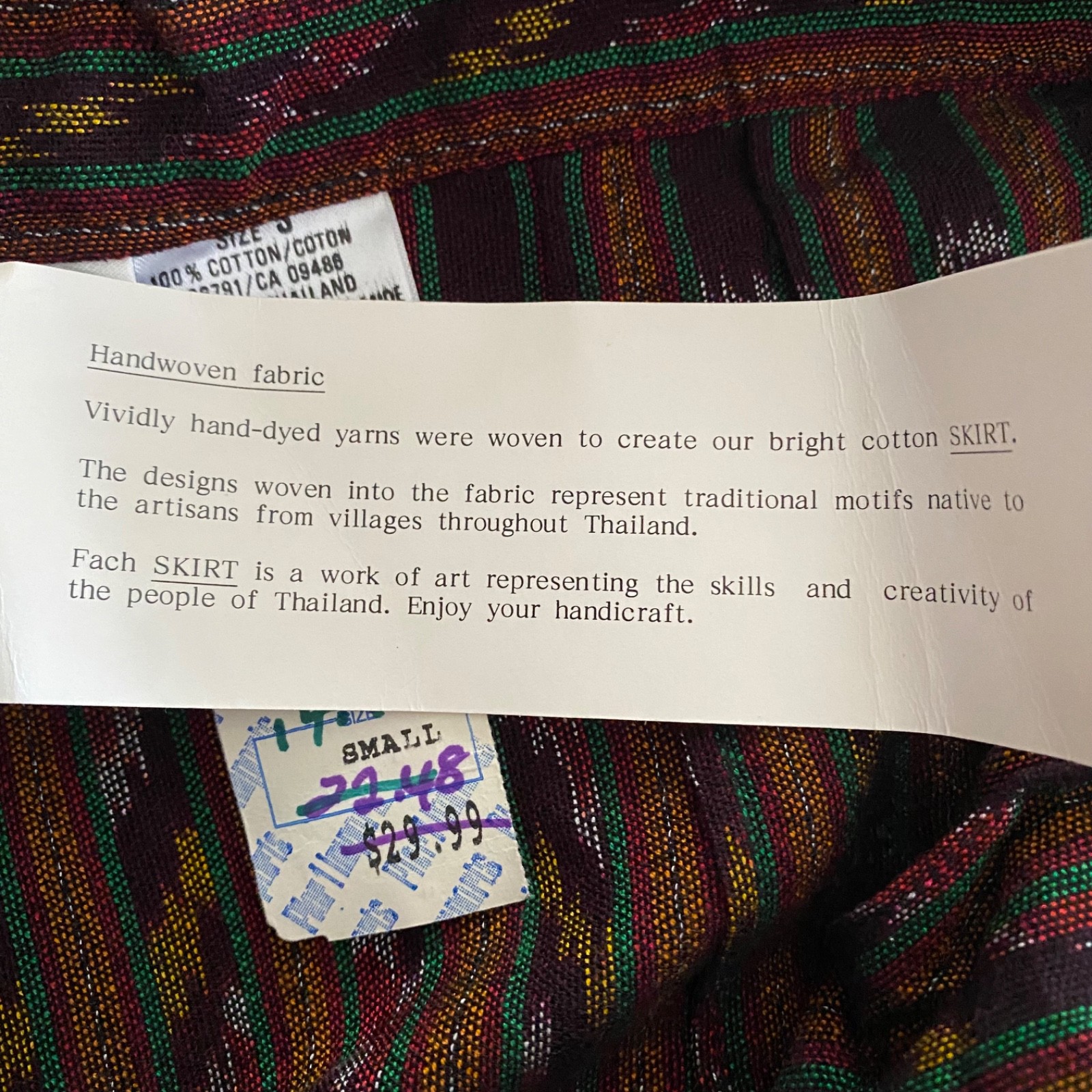 VTG Passports Of Pier 1 Imports Wrap Skirt Sz S Multi Cotton Tribal Ikat NWT