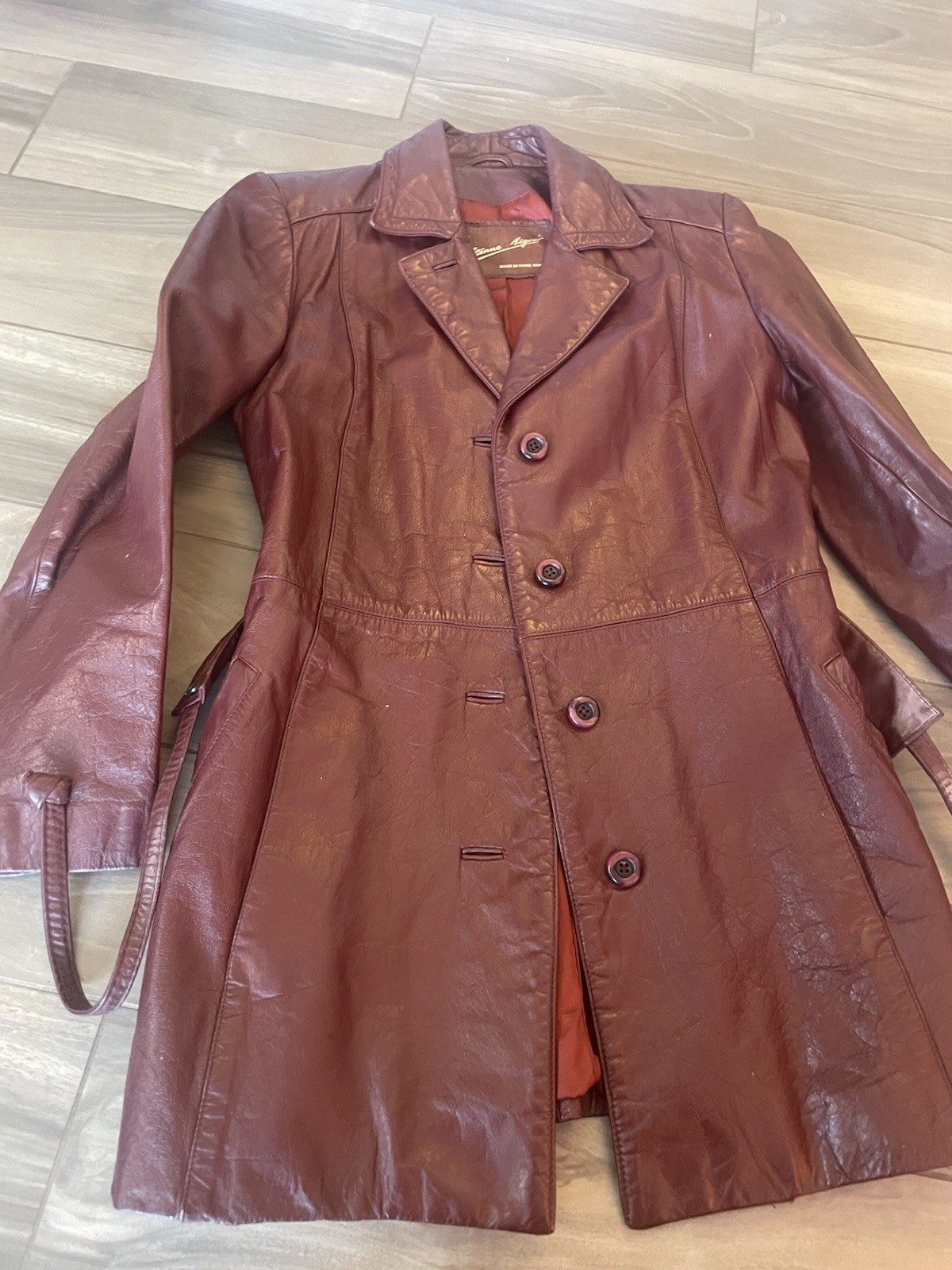 Vintage Etienne Aigner 100% Genuine Leather Burgundy Jacket