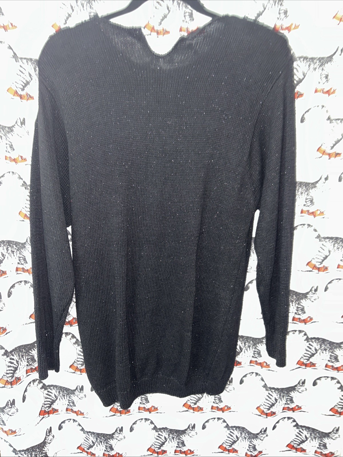 Eminent Sweater & Skirt Set Black Size M Gold Flower Beaded Embellished Top 80s