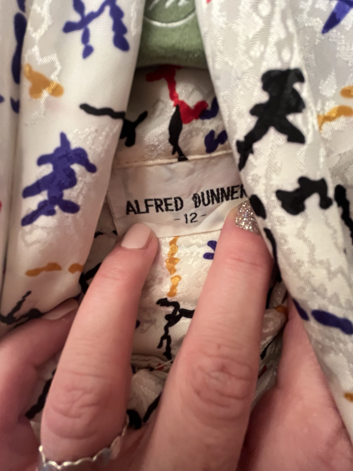 Vintage Alfred Dunner 70s 80s Shirt Size 12 Tie Primary Colors Retro Design