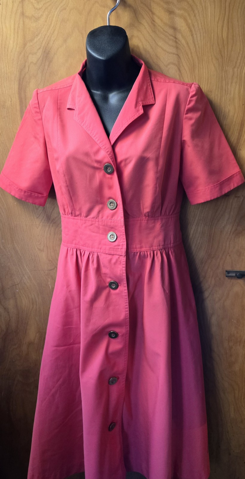 Vintage Anjac Dress Marc Needleman Coral Shirtwaist Wide Inset Waist 10 But 6ish
