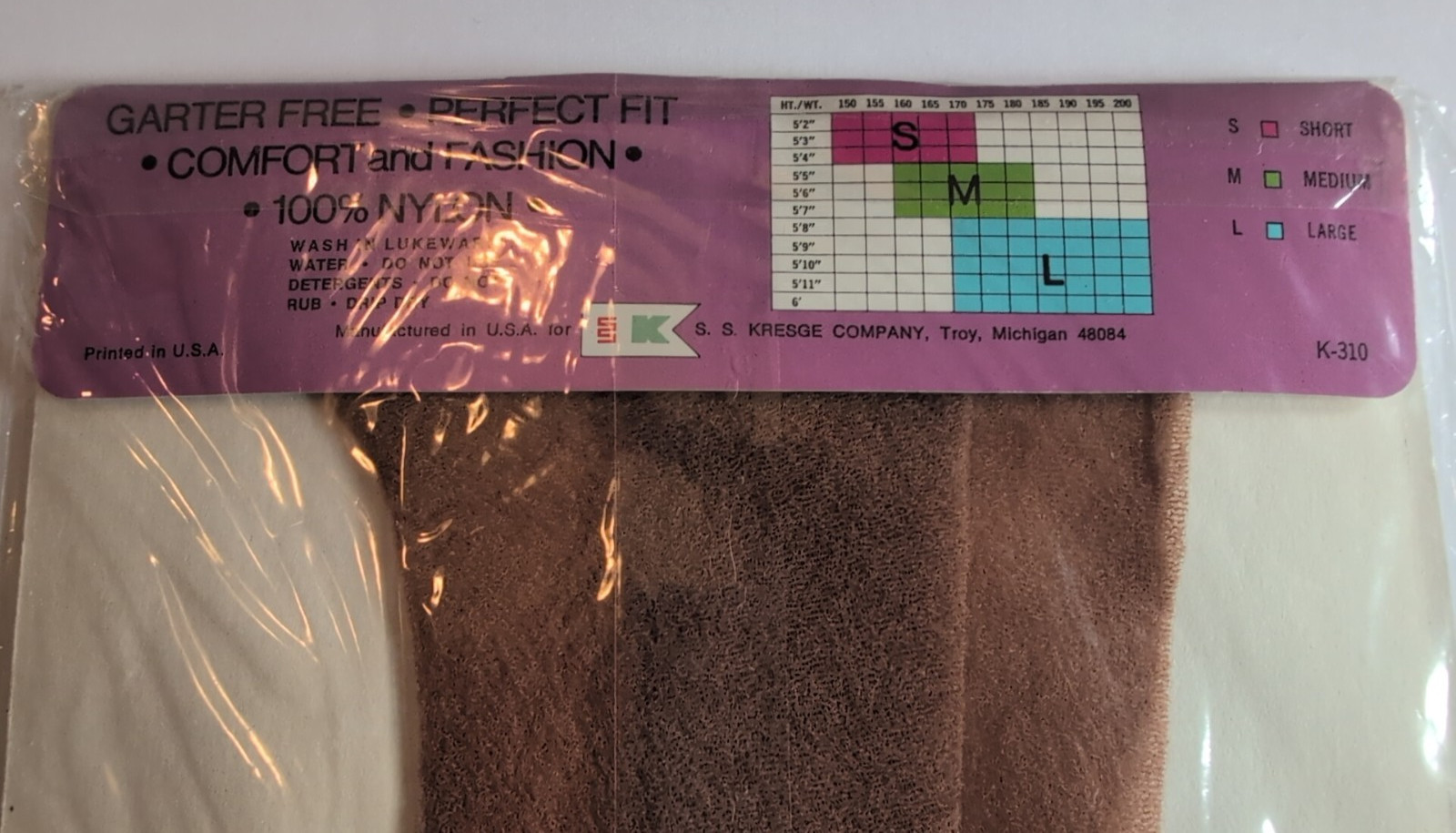 Vtg NOS 70s Sheer Seamless Stretch Pantyhose Suntone TALL Queen Size DH4/126 NIP