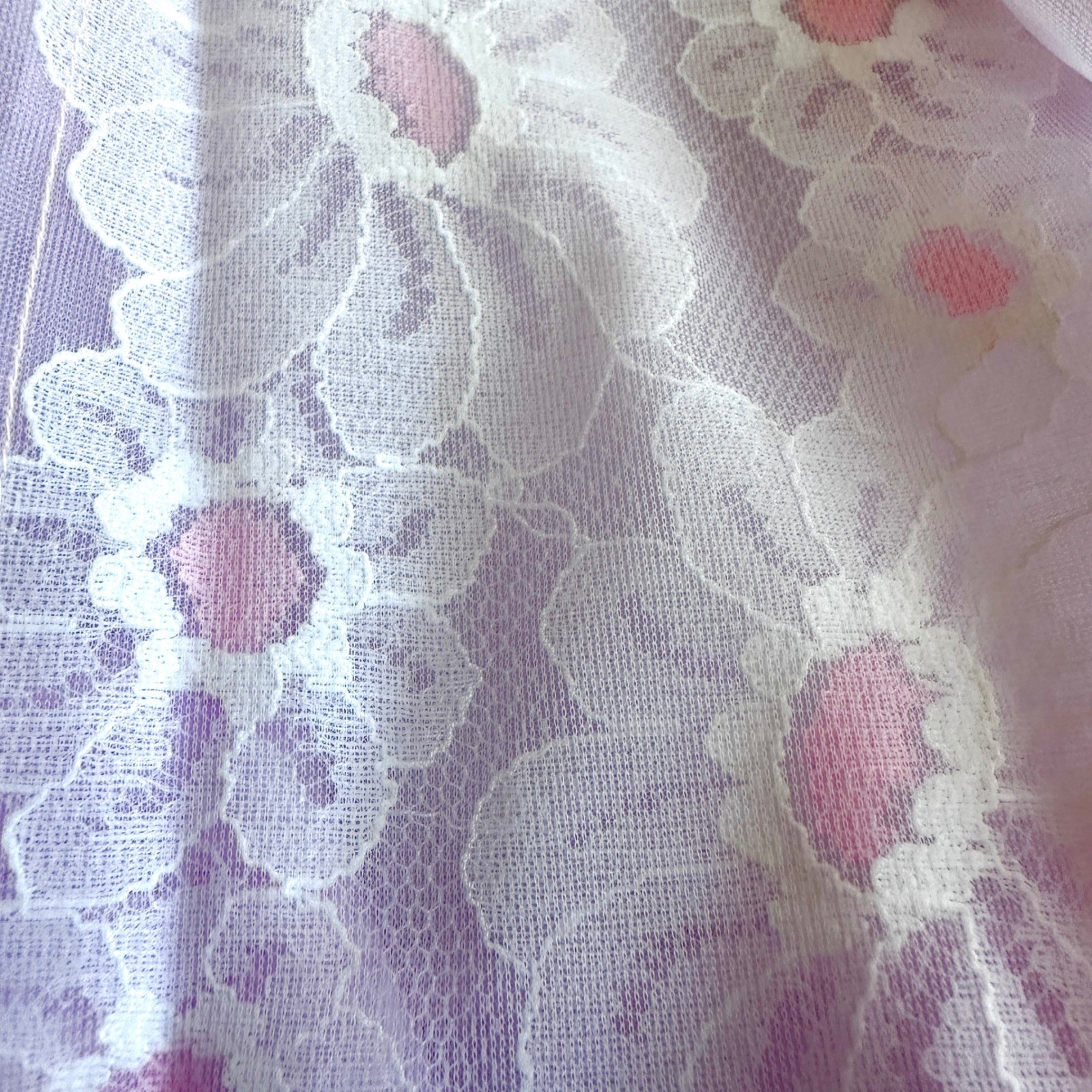 Vintage 1970s Chiffon Peignoir Set 2pc Lavender Lace Babydoll Nightgown ILGWU