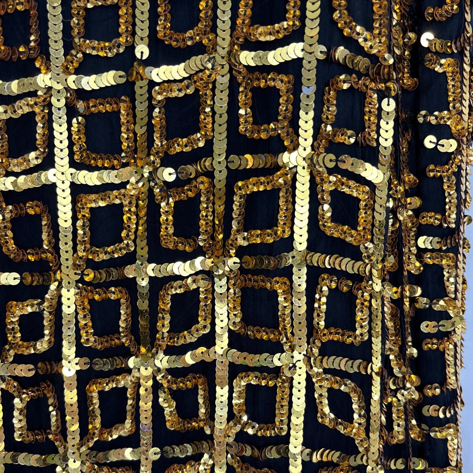 CARINA Vintage Sequin Beaded Jacket Blazer Women’s Medium Black Gold Geometric