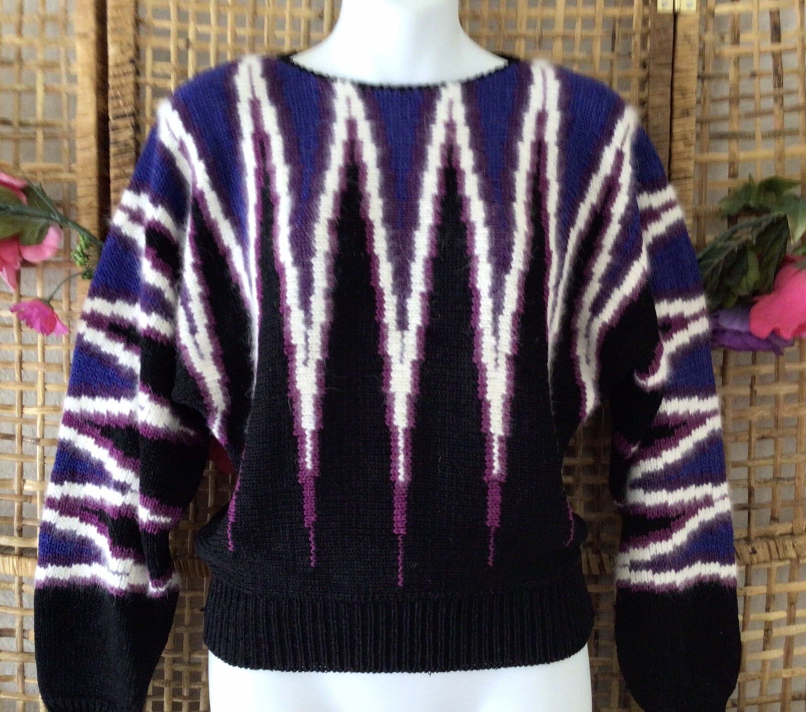 Vintage NWT 80’s Ann Wi Dolman Sleeve Sweater Angora Detail S