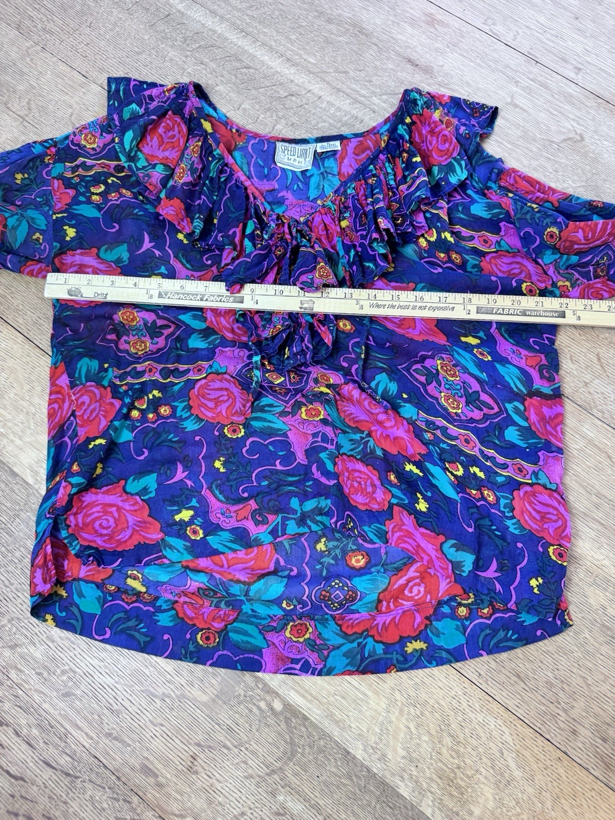 Vintage Speed Limit MPH Women’s SZ M Ruffle Blouse Floral Y2K Boho 90s