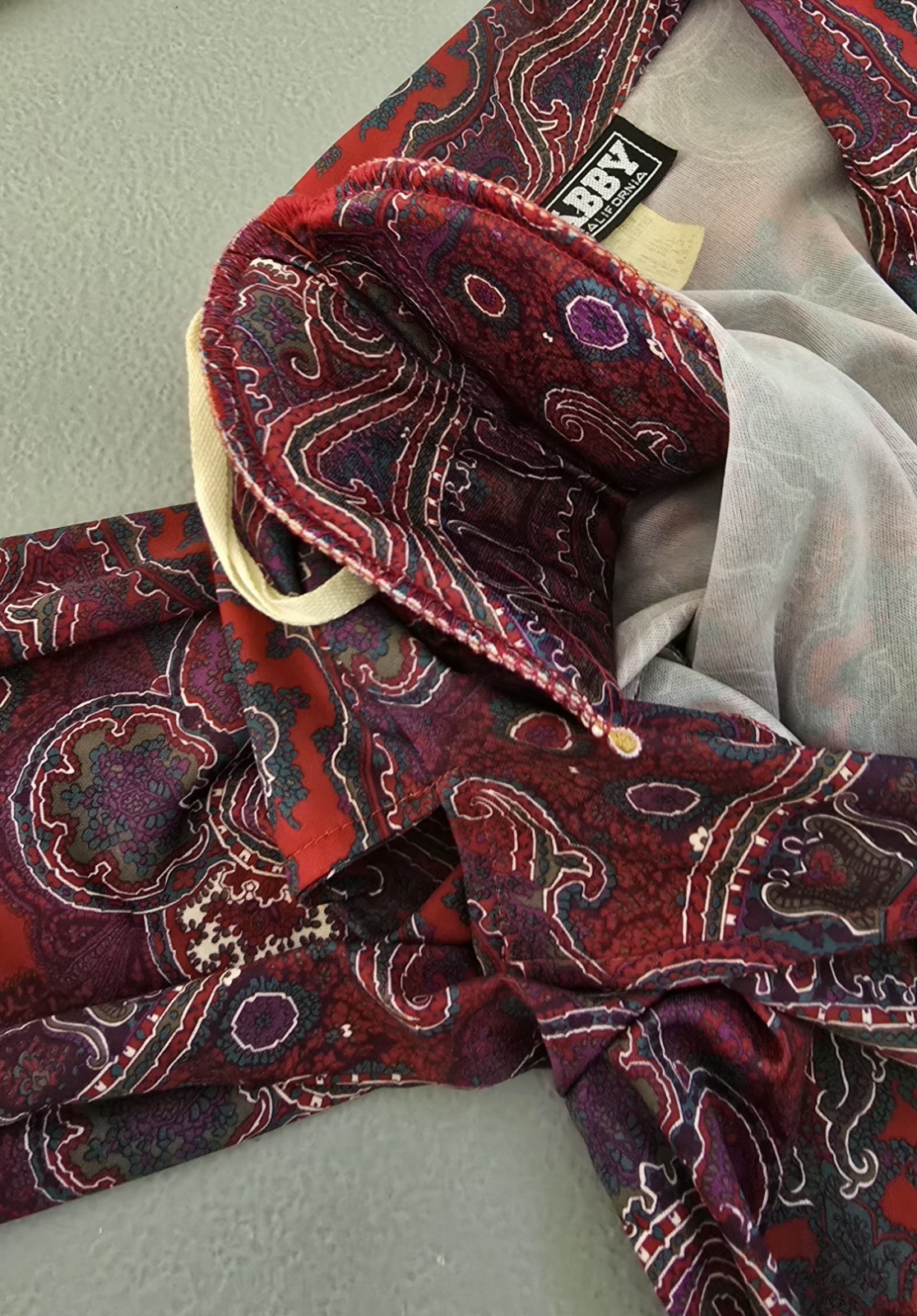Vintage 70s Tabby of California Dress Size 12 Paisley Shirtdress Shoulder Pads