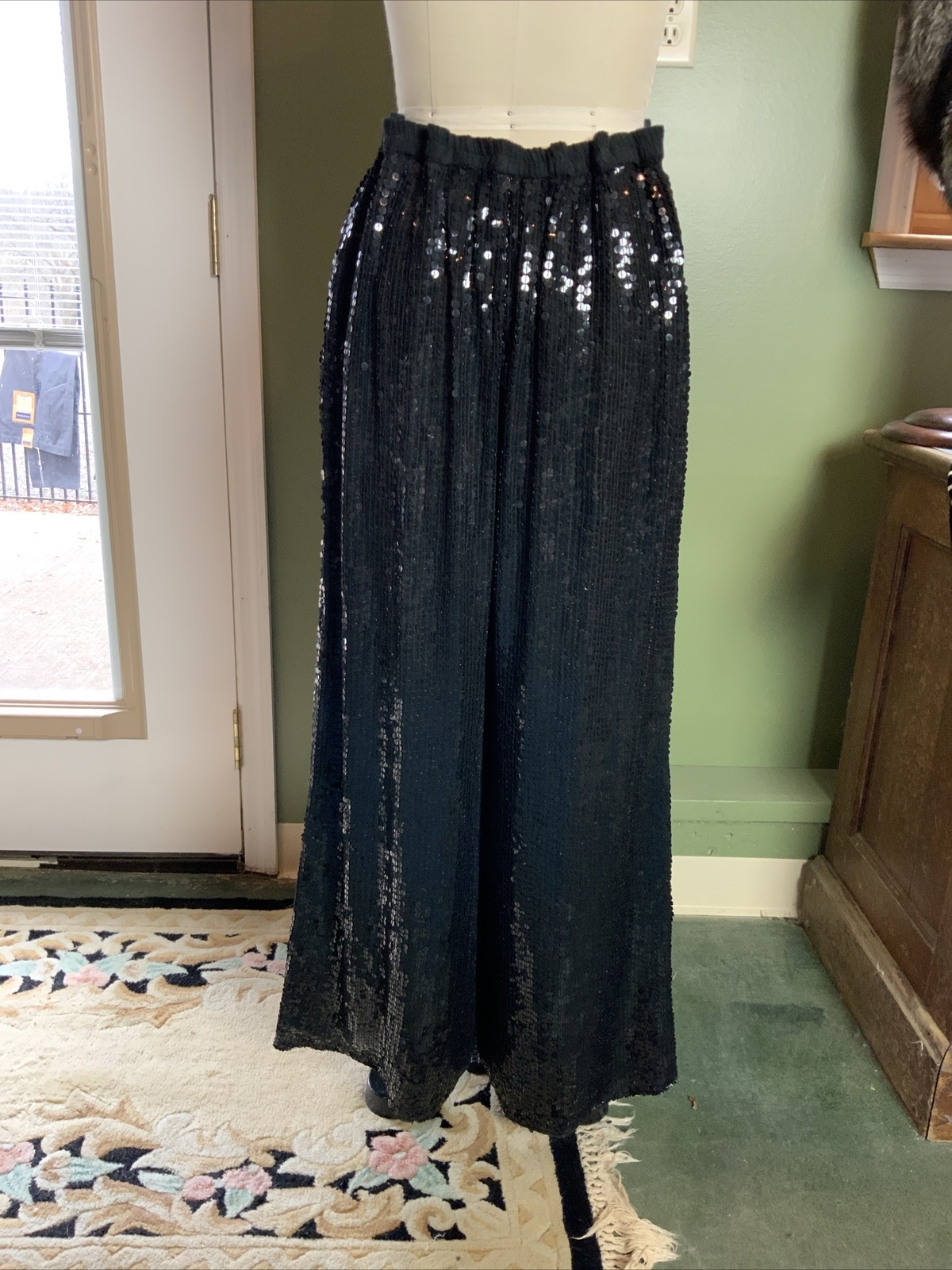 Jean by Joseph Le Bon Vintage Sequined Beaded Evening Palazzo Pants Sz M ￼￼