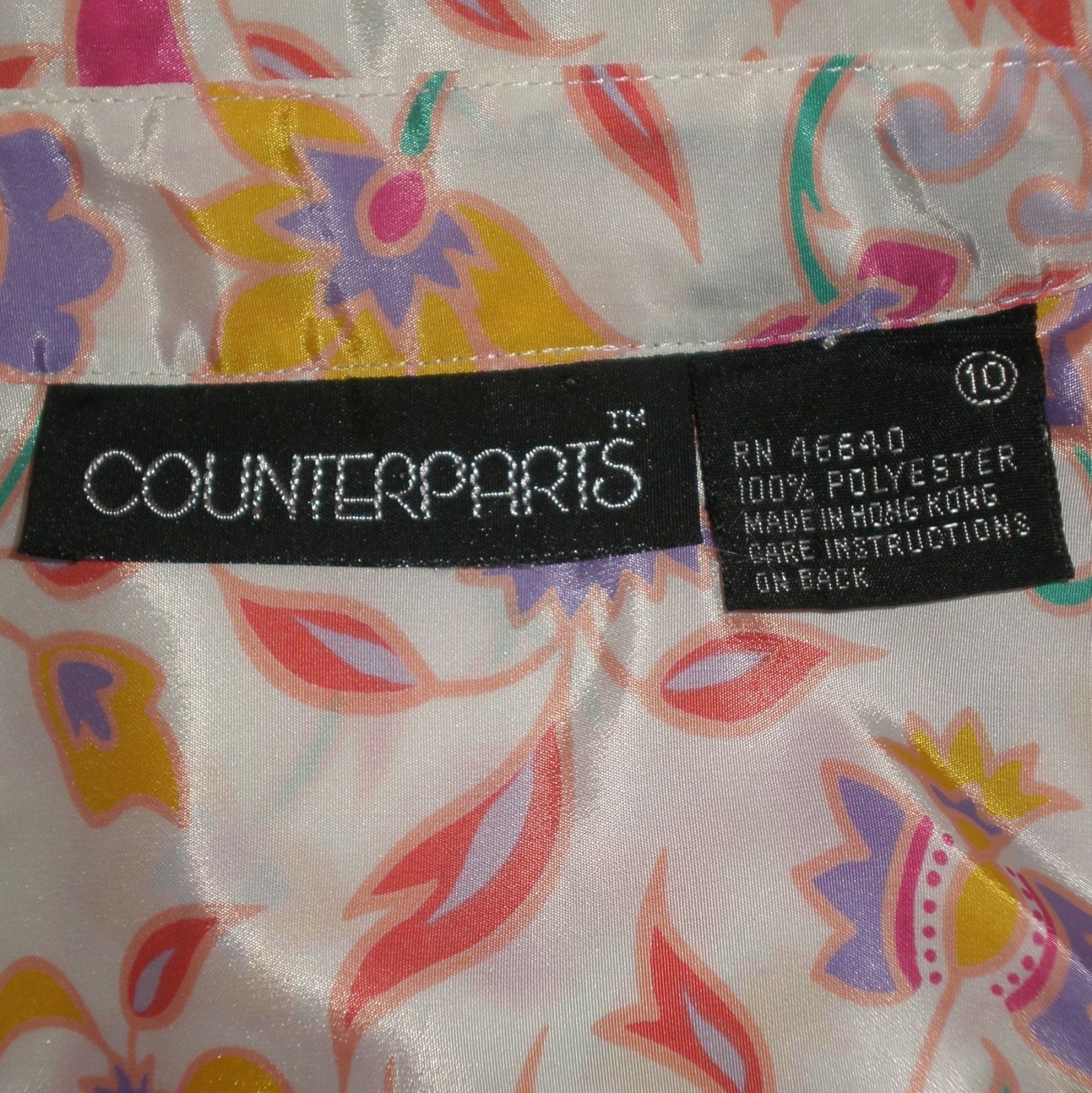 Vintage Women’s Counterparts Folk Art Print Long Sleeve Blouse Sz 10