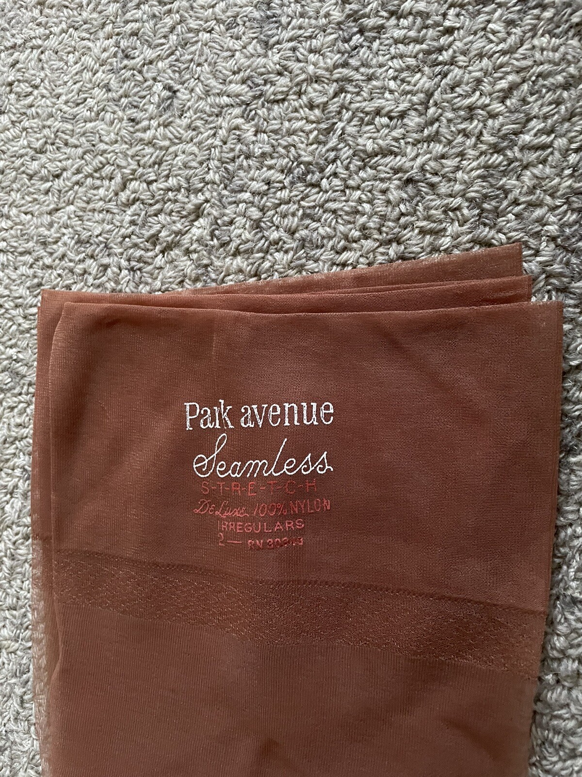 1 1/2 pair Vintage Park Avenue Garter Stockings 8 Suntan Flat Knit