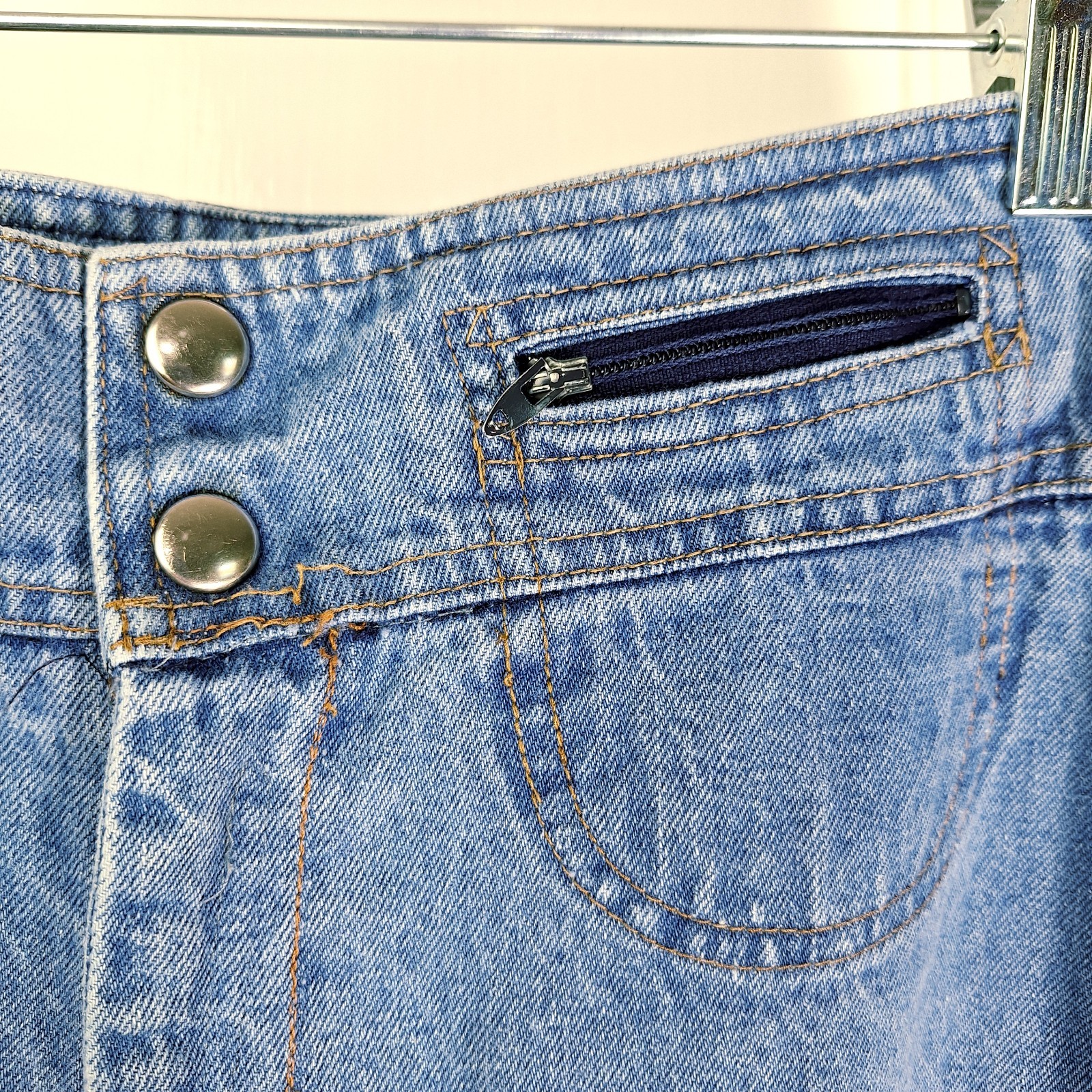 Vintage 70s Jag Sailor Jeans High Waist Wide Leg Denim Sz 29×32 Blue Hippie Boho