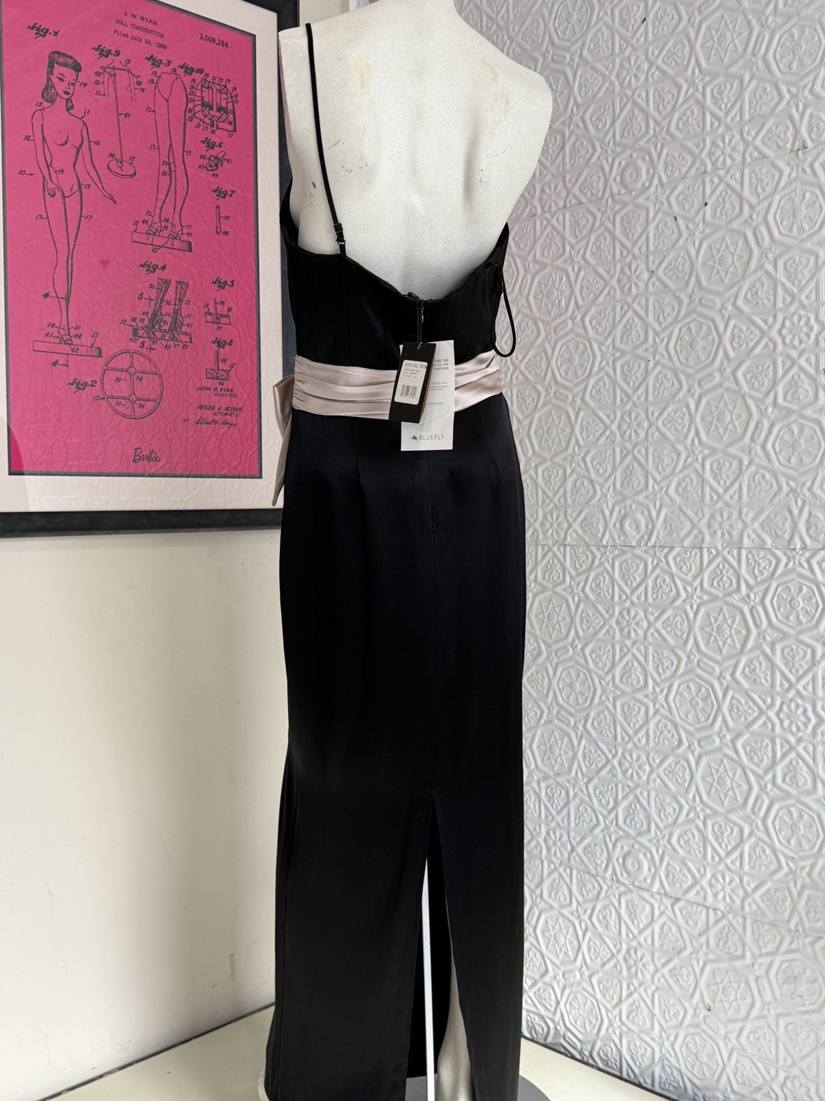 Vintage ABS Black Gown-Corset-Spaghetti strap-party dress NWT-1990s formal prom