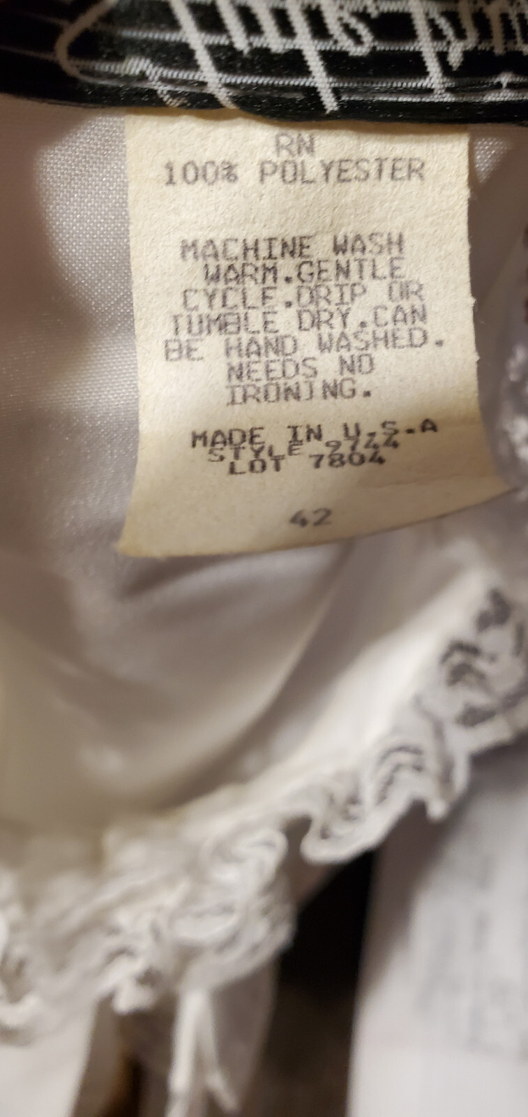 Vtg 80s White Style Trix Ruffle Frills Lace Lolita Princess Sleeves Top Bust 48″