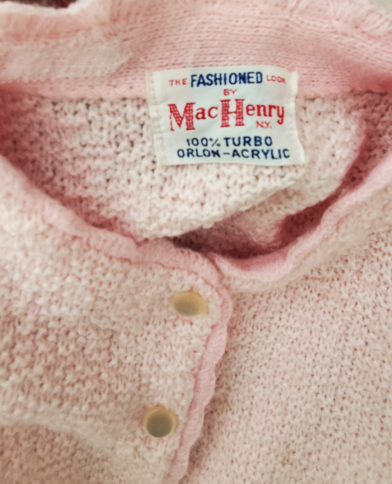Vintage Pink Textured Sweater 100% Turbo Orlon Acrylic MacHenry B38 57.44
