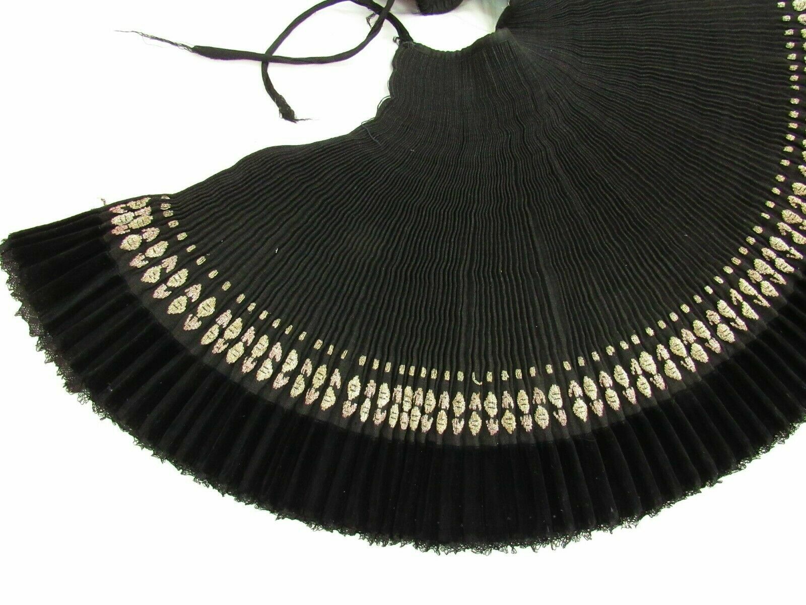 17-18th C. RARE ANTIQUE Folk costume SKIRT, EMBROIDERED GOLD TINSEL PLEATED