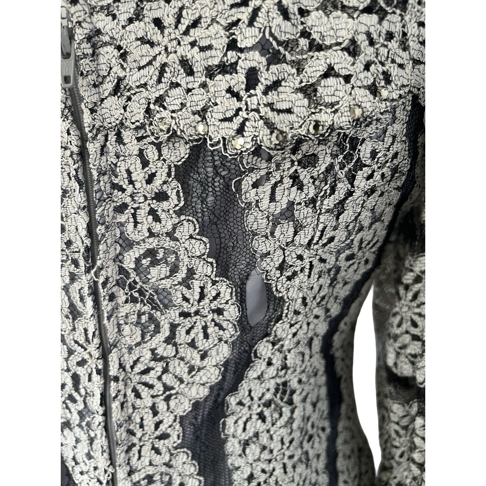 Vintage 80s Special Occasion Dress Lace Blue Gray Maxi Mother of the Bride 6
