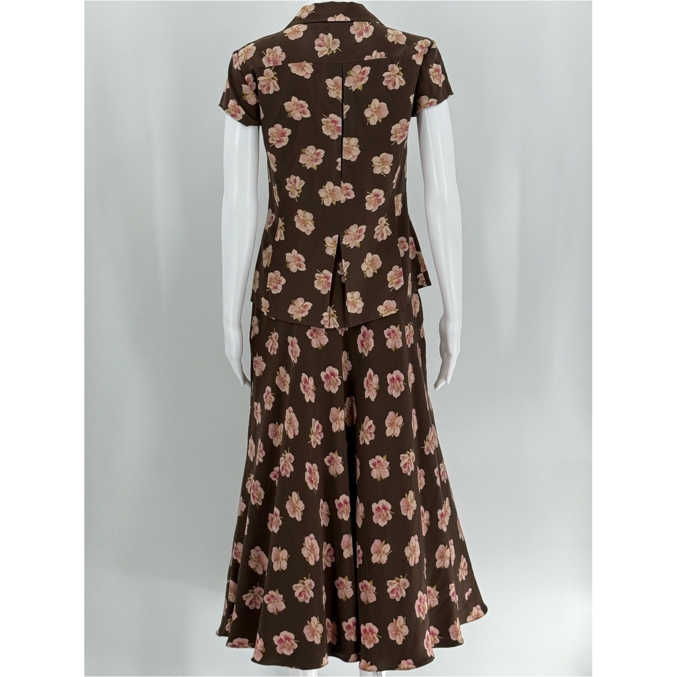 Vintage Jones New York Silk 2 Piece Skirt & Blouse Set Y2K 90s 100% Silk 4/6