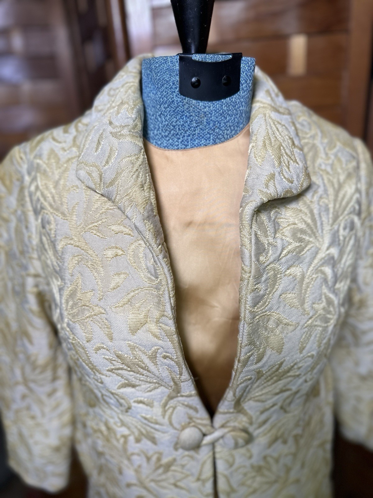 Vintage Womens Brocade 3-Piece Skirt Suit Size XS/S Gold Jacquard