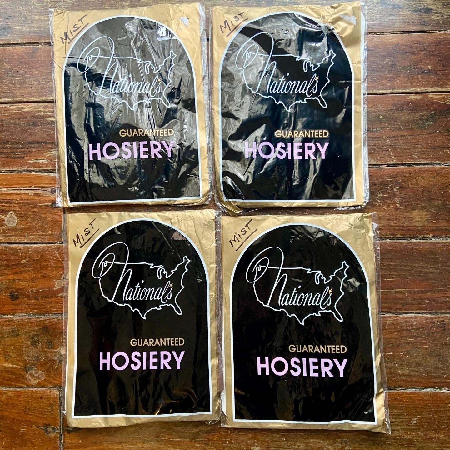 4 Pairs Vintage Nationals Guaranteed Hosiery Nylon Stockings Brown M New NIP