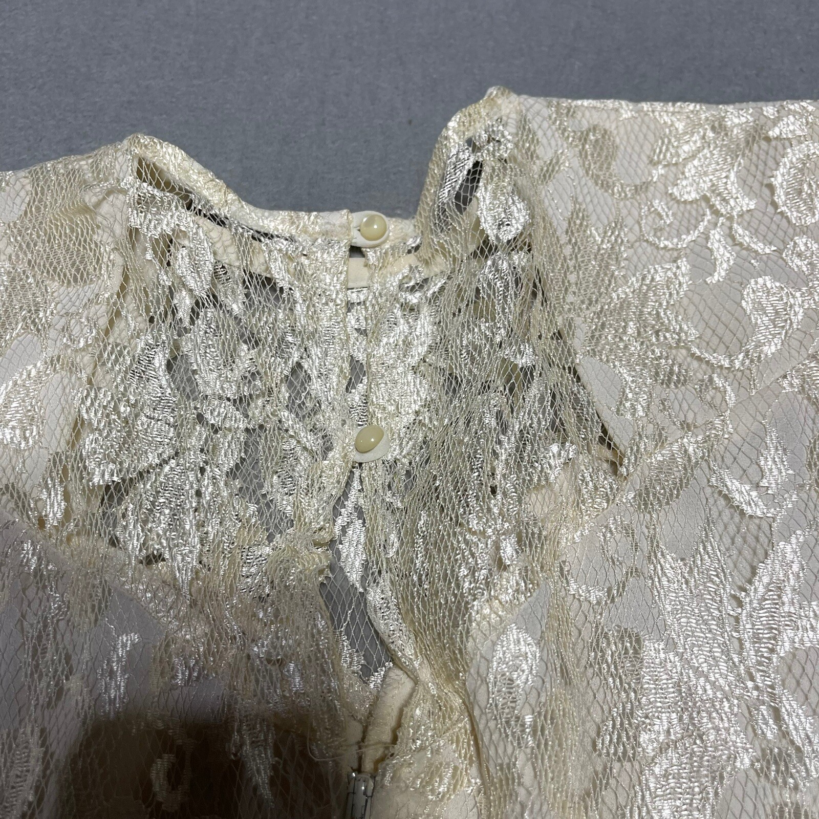 Vintage Ala Carte California Dress Womens 80s Cream Lace Party Prom Wedding