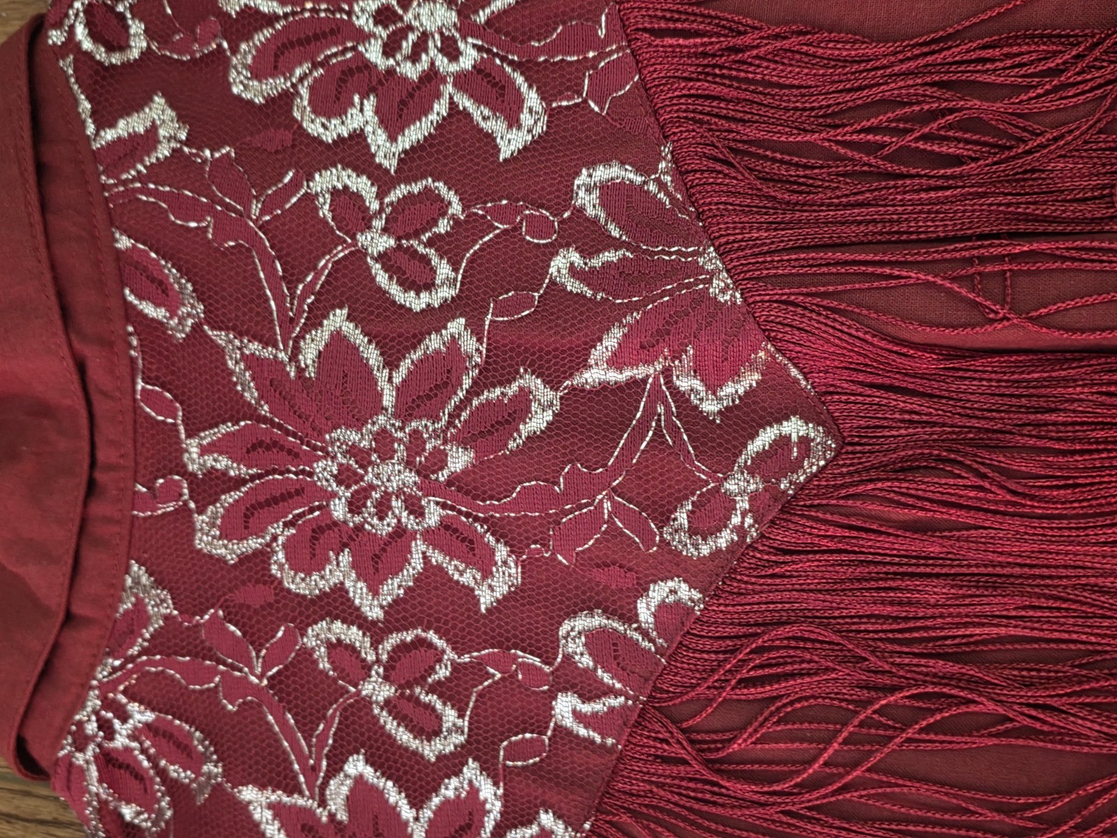 Vintage Lilia Smitty Blouse L Burgundy Cowgirl Rodeo NWT Embroidered Fringed
