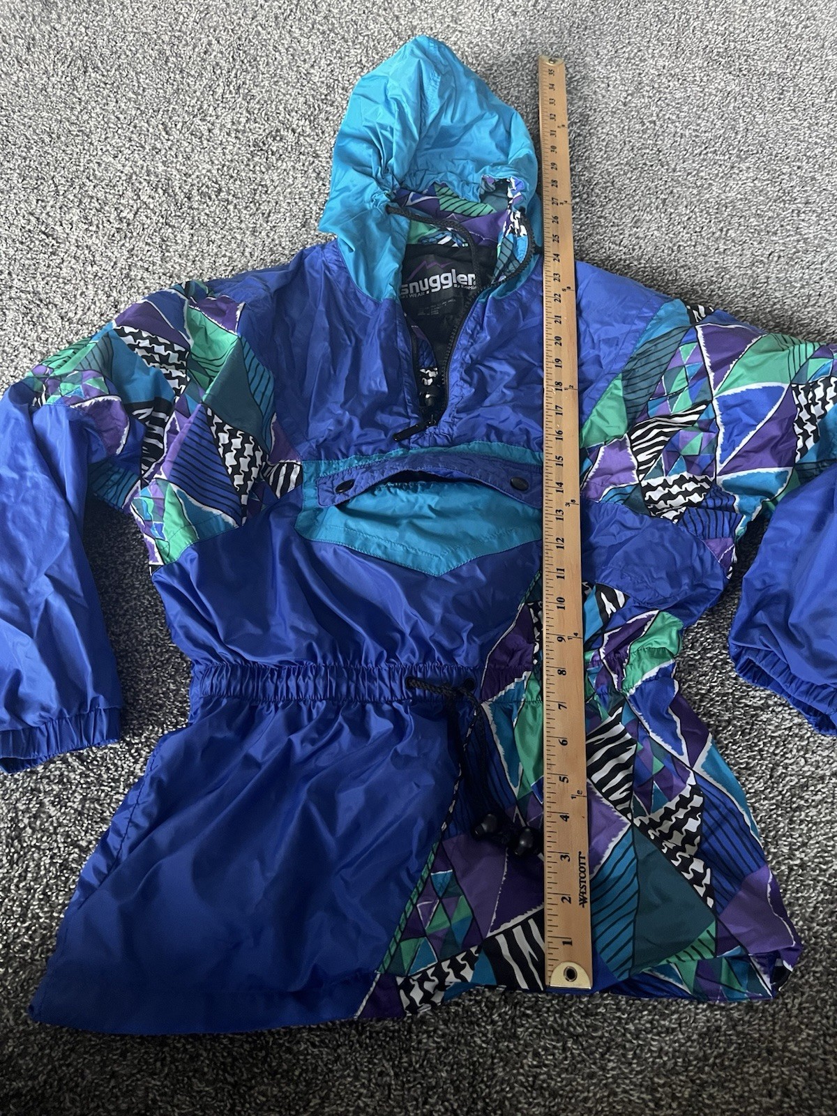 Vtg 80s 90s Snuggler by Kaelin Blue Abstract Print Cinch Light Jacket Size 6 SS