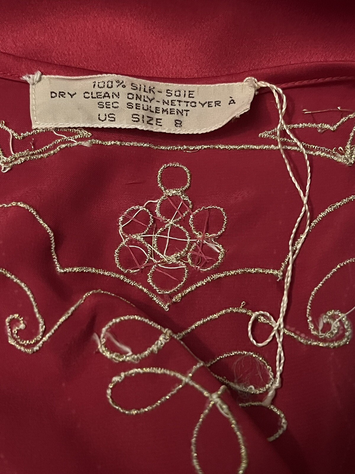 Vintage Oscar de al Renta for Swirl Sample Item Red Silk Tunic Lounge Dress 8