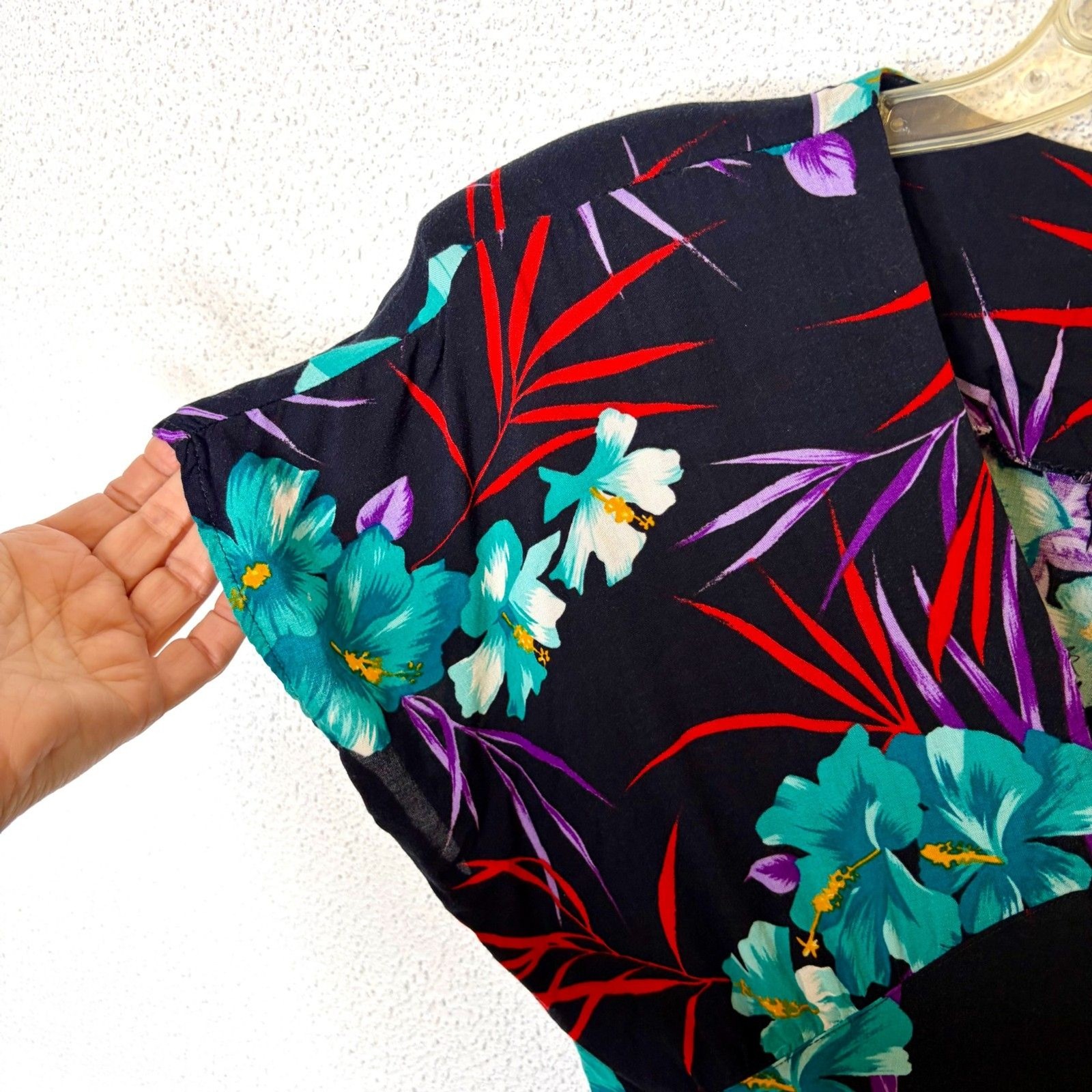 Vintage 70s/80s WE 3 Ltd New York Dress Floral Tropical Print ILGWU Union Size M