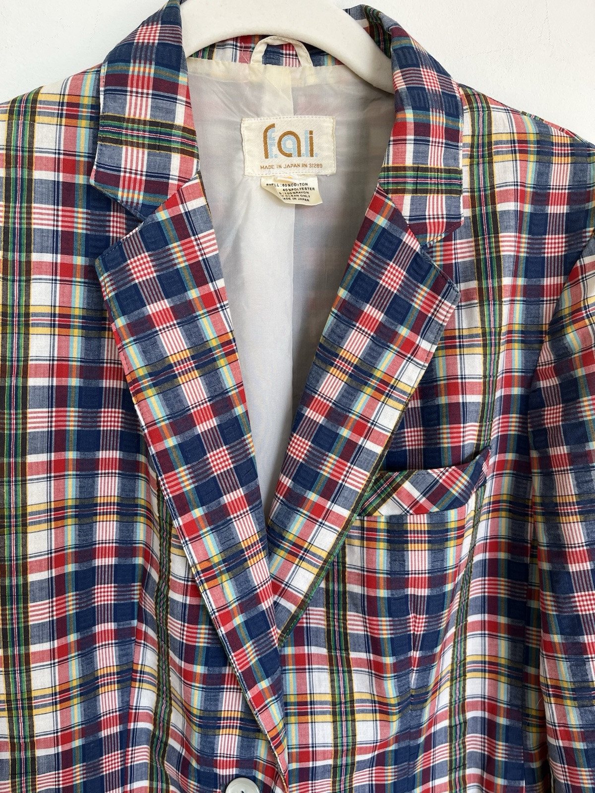 VINTAGE F.A.I. Women’s Size 12 Plaid Blazer Navy Green White Red