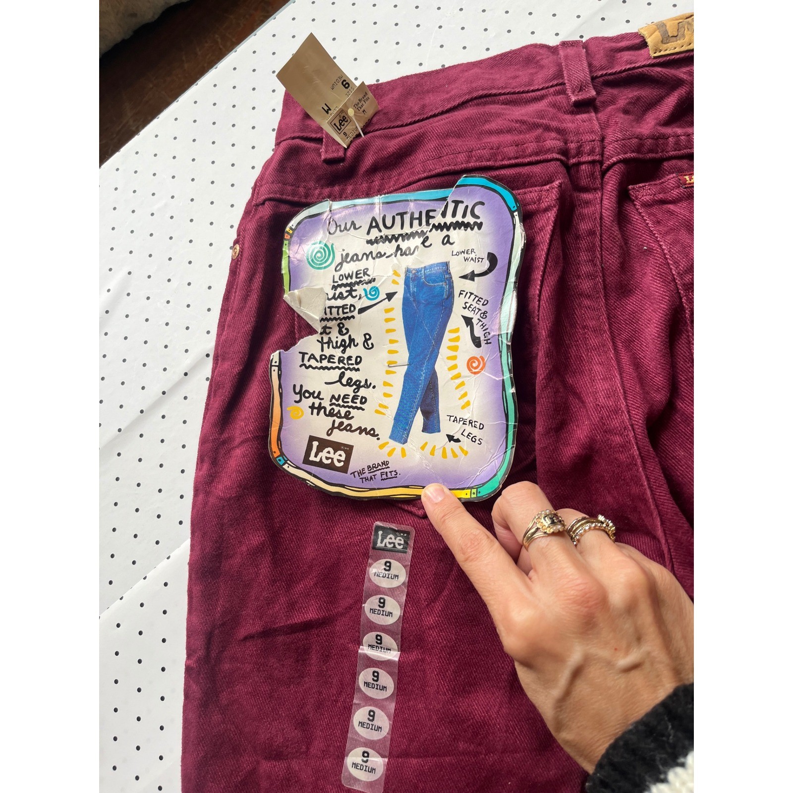 Vintage Lee Deadstock Jeans 26 Port Wine High Waist Tapered Mom Jeans 300-0263