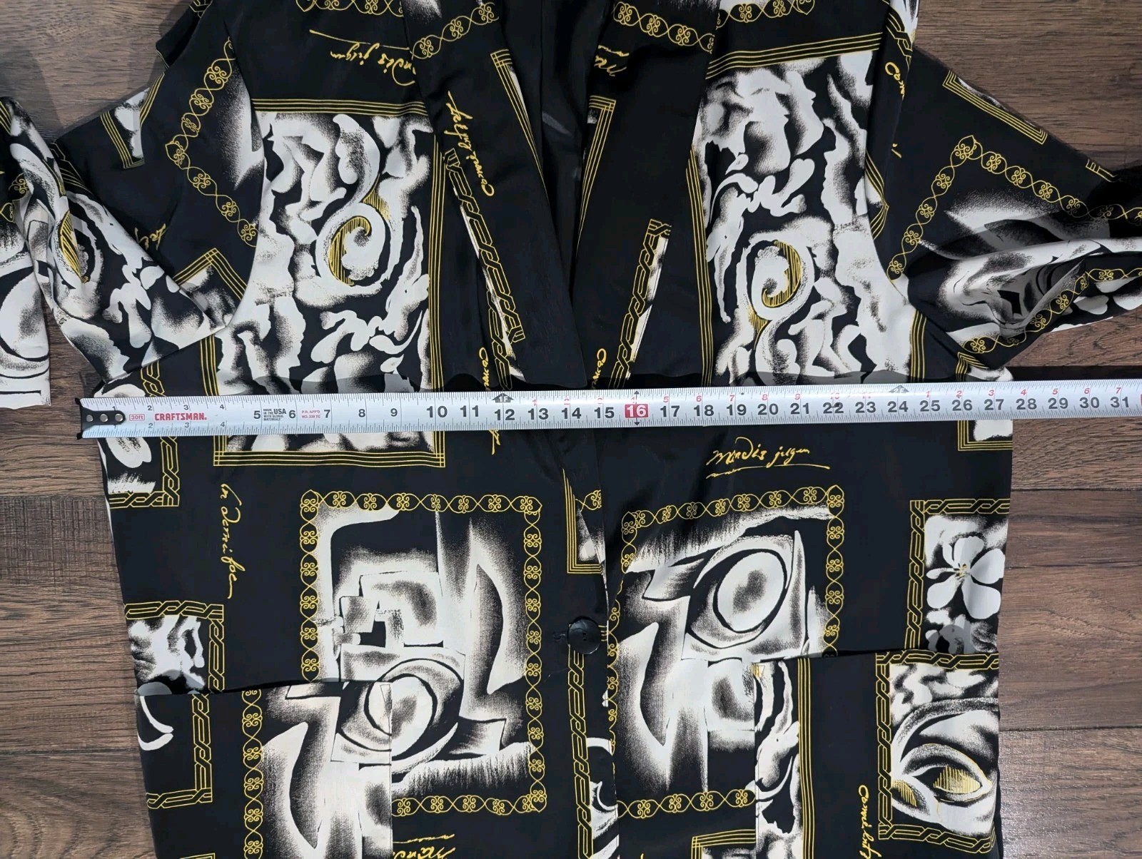 Jonathan Logan Vintage Black White & Gold Unique Abstract Print Blazer Size 3X