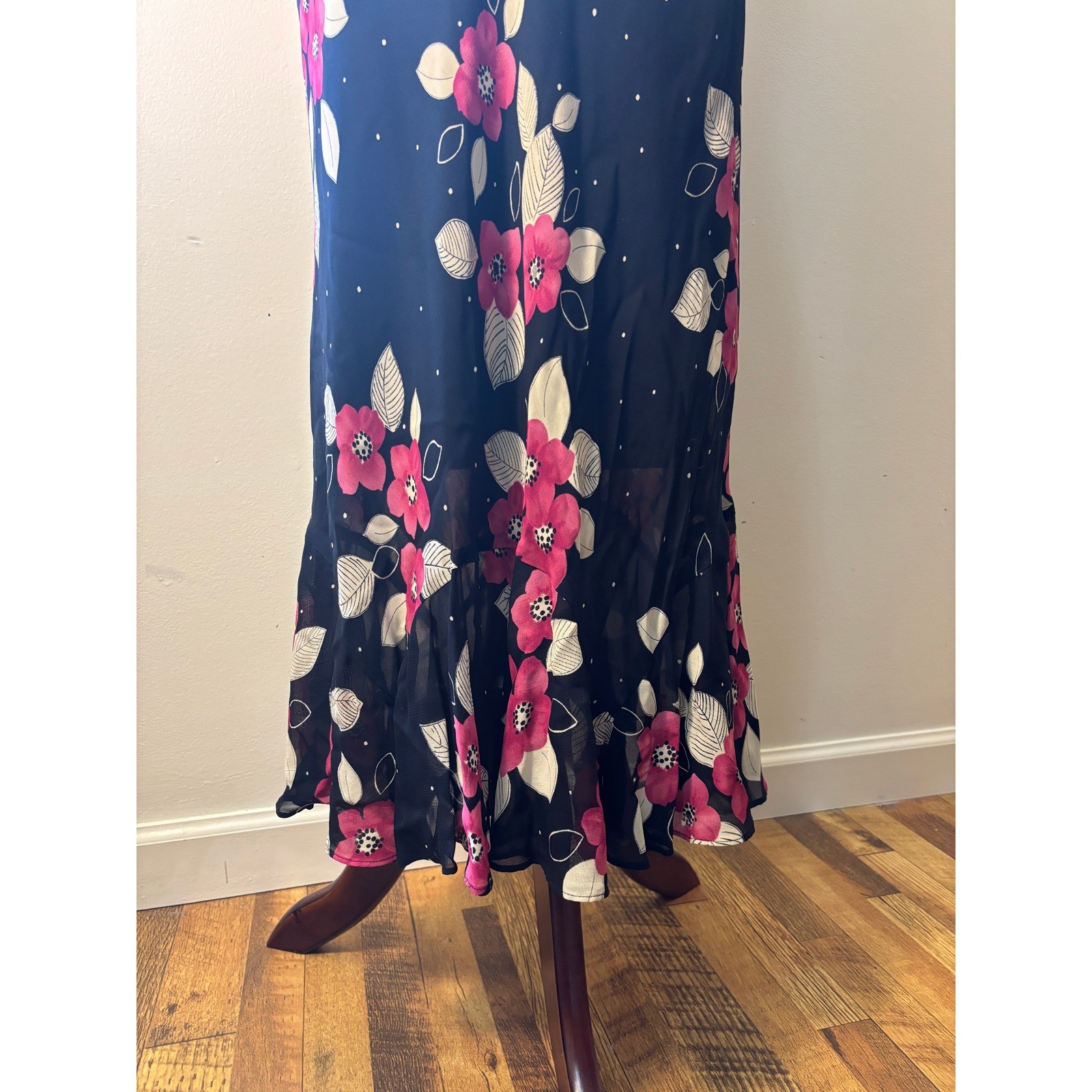 Vintage Evan Picone Floral Maxi Dress 90s Slip Bias Cut Grunge Coquette