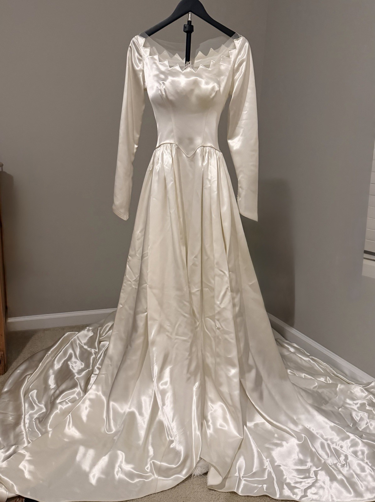 Authentic Vintage 1940s Ivory Liquid Satin Wedding Dress
