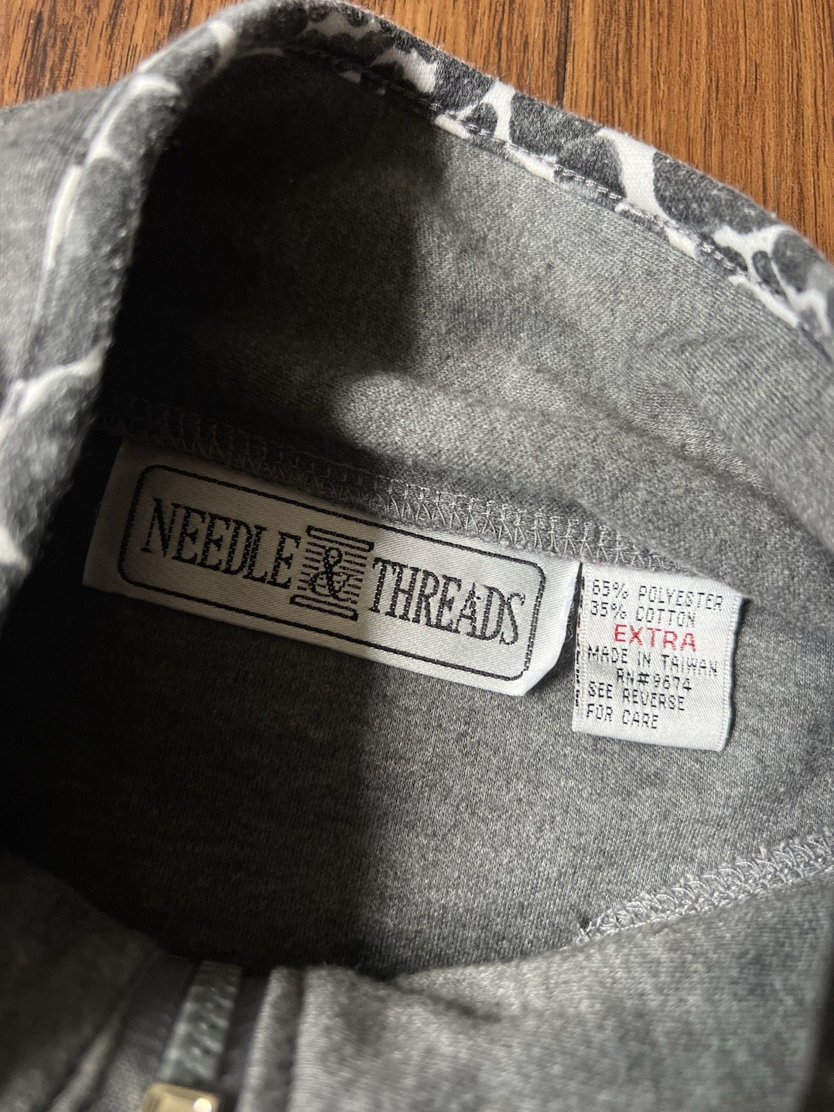 Vintage 90s Full Zip Sweater XL Gray Animal Cat Embroidered Mock Neck Grandma