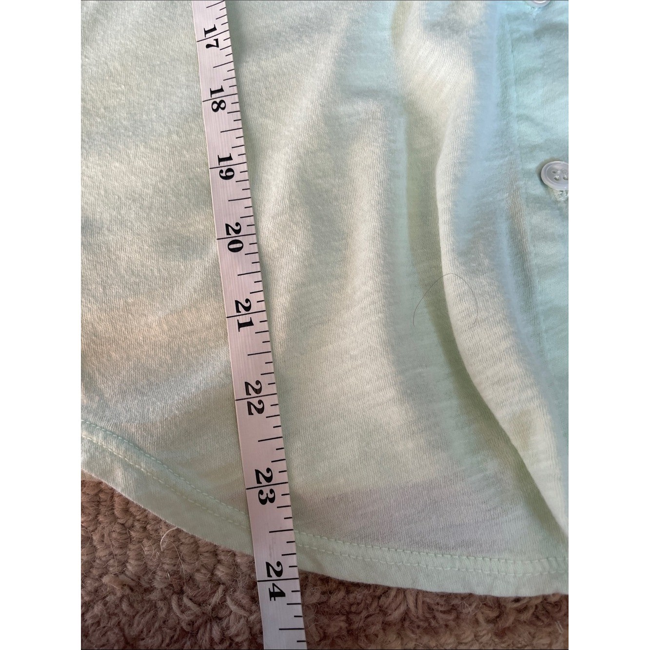 James Perse Sheer Slub Side Panel Sea Foam Green Button Down Shirt Size Large