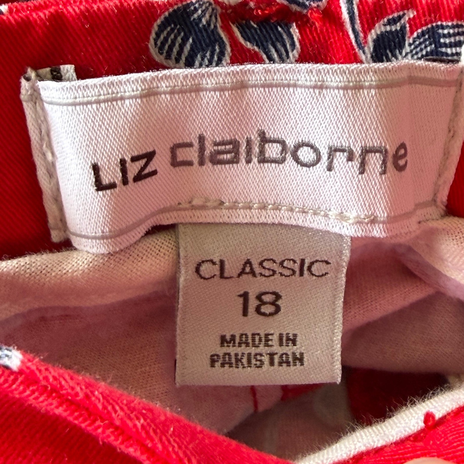 Vintage 90s Liz Claiborne Red Floral Cotton Belted Shorts Size 18 XL
