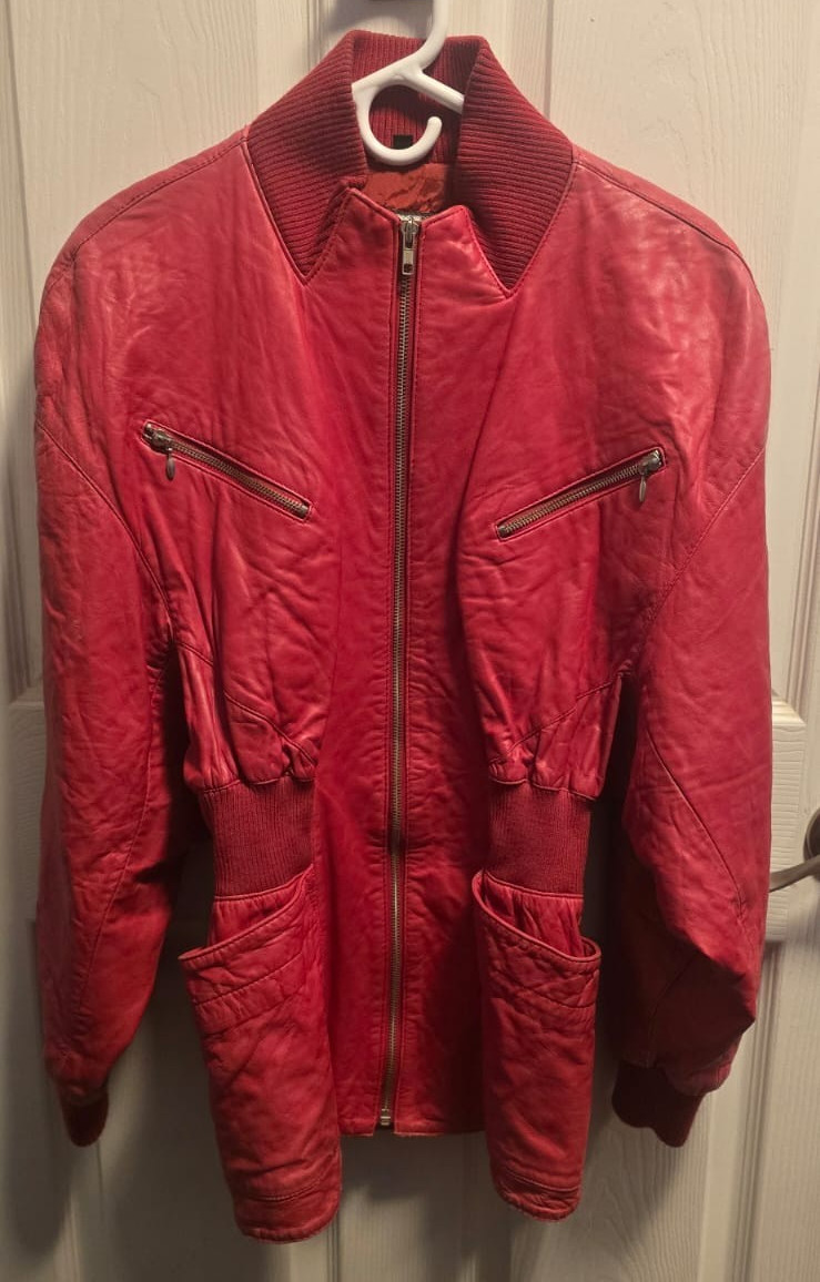 UNIQUE 80’s Michael Hoban North Beach – Long Leather Zipper Jacket – Size 9/10