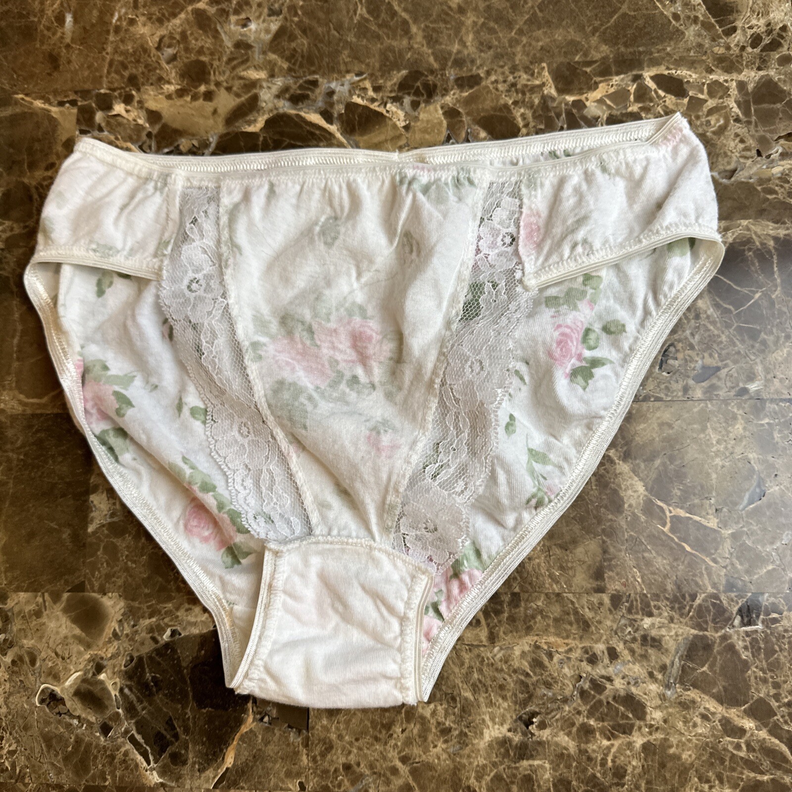 NWOT VTG 80s 90s Floral Coquette Sissy Bikini string lacy panties Kawaii Sz M!!